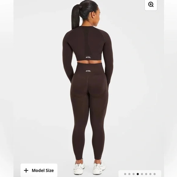 AYBL EMPOWER SEAMLESS LONG SLEEVE CROP TOP - Cocoa Brown - S - Picture 2 of 15